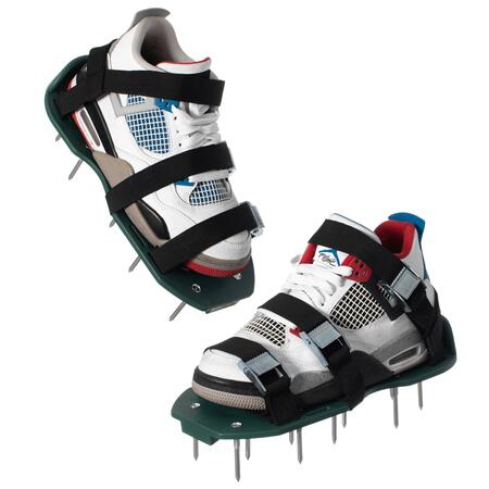 GARDENISED Lawn and Garden Aerator Spike Shoe With 3 Metal Buckle Straps, Green Spiked Sandal QI004603.GN